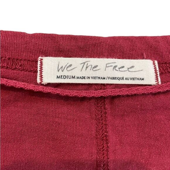 WE THE FREE Oversized Cropped Long Sleeve Shirt Red Size Medium - Picture 7 of 7